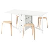 IKEA NORDEN/KYRRE mutfak masası takımı beyaz-huş - 79568829