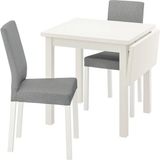 IKEA Nordvıken Kattıl Mutfak Masası Takımı Beyaz Knisa Açık Gri 2 Sandalyeli Katlanabilir 74 / 104 cm - Gri - Beyaz