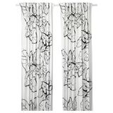 IKEA PELARKÖRSBAR fon perde/2 kanat beyaz-çiçek desenli - 80627682