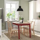 IKEA PINNTORP mutfak masası takımı açık kahverengi-kırmızı-katorp natürel - 69484463