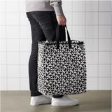 IKEA Plastik 47 Lt Çamaşır Çantası 40X25X47 cm Taşıma Çantası Giysi Taşıma Çamaşır Sepeti Siyah-Beyaz 10