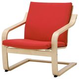 IKEA POANG sallanan koltuk ekru-bej-vissle kırmızı - 69551589