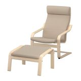 IKEA POANG sallanan koltuk ve ayak uzatma taburesi kelinge bej-huş - 59625699