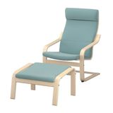 IKEA POANG sallanan koltuk ve ayak uzatma taburesi kelinge gri-mavi-huş - 49625478