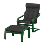 IKEA POANG sallanan koltuk ve ayak uzatma taburesi koyu yeşil-gunnared koyu gri - 59625468