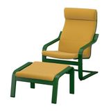IKEA POANG sallanan koltuk ve ayak uzatma taburesi koyu yeşil-kelinge koyu sarı - 49625690