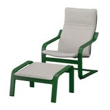 IKEA POANG sallanan koltuk ve ayak uzatma taburesi koyu yeşil-knisa açık bej - 59625557