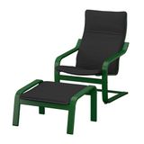 IKEA POANG sallanan koltuk ve ayak uzatma taburesi koyu yeşil-knisa siyah - 39625558