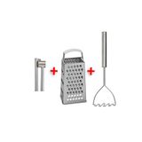IKEA Premium Ürün Rende + Sarımsak Ezici + Patates Ezici 3'lü Mutfak Gereçleri Seti Yemek Hazırlık