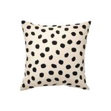IKEA Puantiyeli Kırlent Kılıfı 50x50 Cm Kare Minder Kılıfı Kırık Beyaz-Siyah Nokta Desenli Kılıf İçi Dahil Değil