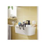 IKEA QUİCK Vantuzlu Plastik Duş Sepeti 28x17x17 Cm Dikdörtgen Banyo Düzenleyici Raf Beyaz Duş Rafı 005665