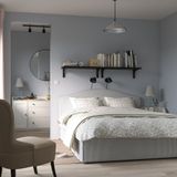 IKEA RAMNEFJALL/LINDBADEN çift kişilik karyola klovsta gri-beyaz - 89560229