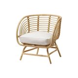IKEA Rattan Berjer Koltuk, 60x60 cm, Beyaz Oturma Yastığı