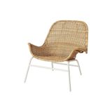 IKEA Rattan Berjer Koltuk, Beyaz Metal Çerçeve, 60x60 cm