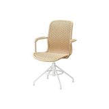 İkea Rattan Çalışma Sandalyesi, Bej-Beyaz, Kolçaklı, Genişlik: 65 cm Derinlik: 70 cm Yükseklik: 103 cm