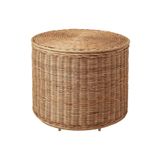 IKEA Rattan, Kapaklı Saklama Gözlü Puf , El Yapımı Saklama Kutusu