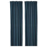 IKEA ROSENMANDEL karartma perde/2 kanat, koyu mavi, 135x300 cm