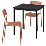 IKEA SANDSBERG mutfak masası takımı siyah-kırmızı/kahverengi - 49608394