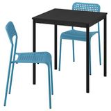 IKEA SANDSBERG mutfak masası takımı siyah-mavi - 09608391