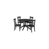 IKEA Siyah Yemek Masası Takımı, Yuvarlak Masa ve 4 Sandalye, Modern Tasarım