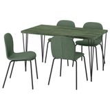 IKEA SKALSTA mutfak masası takımı koyu gri/yeşil mermer görünümlü/siyah/gri-Knaback gri/yeşil - 99609169