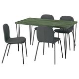 IKEA SKALSTA mutfak masası takımı koyu gri/yeşil mermer görünümlü/siyah/gri-Knaback koyu gri - 89609179
