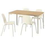 IKEA SKALSTA mutfak masası takımı meşe görünümlü-açık gri/bej - 79608986