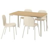 IKEA SKALSTA mutfak masası takımı meşe görünümlü/açık gri/bej-Knaback bej - 99608985