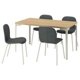 IKEA SKALSTA mutfak masası takımı meşe görünümlü/açık gri/bej-Knaback koyu gri - 39608988
