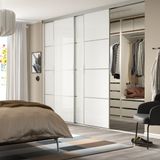 IKEA SKYTTA/FARVIK gömme dolap için sürgü kapak alüminyum-beyaz cam - 39424041