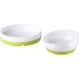 Ikea Smaglı Tabak Ve Kase Yeşil-Beyaz 2 Parça 30208348 - Düz ve kaydırmaz yüzey kase ve tabağın yerinde sabit durmasını sağlar bu sayede çocukların yemek yemesini de kolaylaştırır.