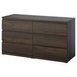 IKEA STORKLINTA 6 çekmeceli şifonyer meşe görünümlü koyu kahve - 80627559