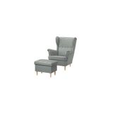 IKEA STRANDMON Berjer Koltuk, Sulviken Mavi-Bej, 82x96x101 cm