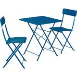 IKEA Sundso Katlanabilir Masa ve Katlanabilir Sandalye Seti Koyu Mavi 65 x 65 cm Mindersiz 2 Sandalyeli Kare
