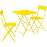 IKEA Sundso Katlanabilir Masa ve Katlanabilir Sandalye Seti Parlak Sarı 65 x 65 cm Mindersiz 2 Sandalyeli Kare
