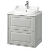 IKEA TANNFORSEN/TOLKEN/RUTSJÖN lavabo dolabı kombinasyonu açık gri-beyaz mermer görünüm - 29521047