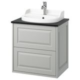 IKEA TANNFORSEN/TOLKEN/RUTSJÖN lavabo dolabı kombinasyonu açık gri-siyah mermer görünüm - 89521488