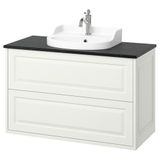 IKEA TANNFORSEN/TOLKEN/RUTSJÖN lavabo dolabı kombinasyonu beyaz-siyah mermer görünüm - 19514108