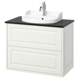 IKEA TANNFORSEN/TOLKEN/RUTSJÖN lavabo dolabı kombinasyonu beyaz-siyah mermer görünüm - 99521402