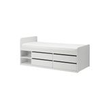 IKEA tek kişilik baza, beyaz, 90x200 cm, 4 çekmeceli