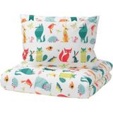 Ikea Tek Kişilik Çocuk Nevresim Takımı Meridyendukkan Çok Renkli,Hayvan Baskılı-150 x 200/Çarşafsız - 120 x 180 cm - Açık Kahverengi