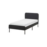IKEA Tek Kişilik Karyola, Koyu Gri, Yumuşak Kumaş Vissle Kaplı.