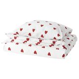 IKEA Tek Kişilik Nevresim Takımı MeridyenDukkan Kalpli Kırmızı-Beyaz 150x200/50x60 cm%100 Pamuk