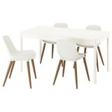 IKEA TONSTAD/GRÖNSTA mutfak masası takımı kırık beyaz-kahverengi/beyaz - 69596644
