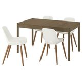 IKEA TONSTAD/GRÖNSTA yemek masası takımı kahverengi/meşe kaplama-beyaz - 49596824