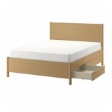 IKEA TONSTAD/LÖNSET çift kişilik karyola meşe kaplama - 09496666