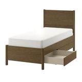 IKEA TONSTAD/LÖNSET tek kişilik karyola kahverengi meşe kaplama - 89546498