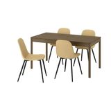 IKEA TONSTAD/NORDMANSSKAR mutfak masası takımı kahverengi meşe kaplama-Letafors sarı-bej - 49618350