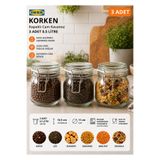 IKEA TREV 3 Adet 0.5 LT Kapaklı Cam Kavanoz Seti Vakumlu Contalı Sızdırmaz Hava Geçirmez Şeffaf Gıda Saklama