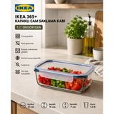 IKEA Trev Saklama Kabı Cam 1 Lt Vakumlu Sızdırmaz Hava Geçirmez Plastik Kapaklı Şeffaf Gıda Saklama 21X15X7 cm - 1 ürün